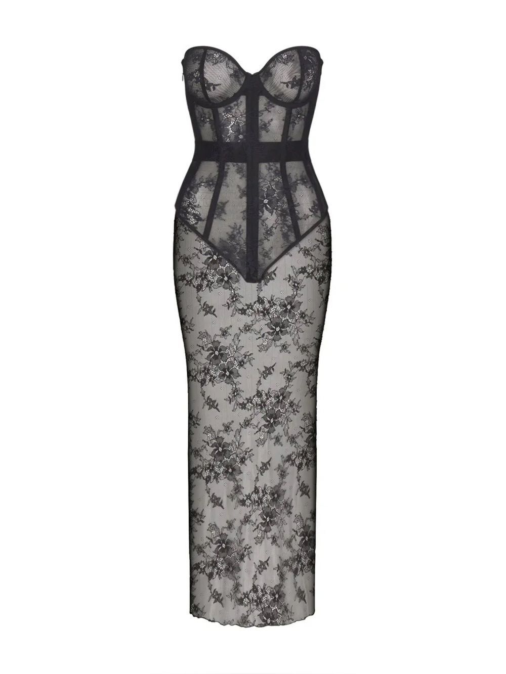 NWT SKIMS Ultra Fine Lace Strapless Corset Long Dress Sz XXS - Picture 1 of 15